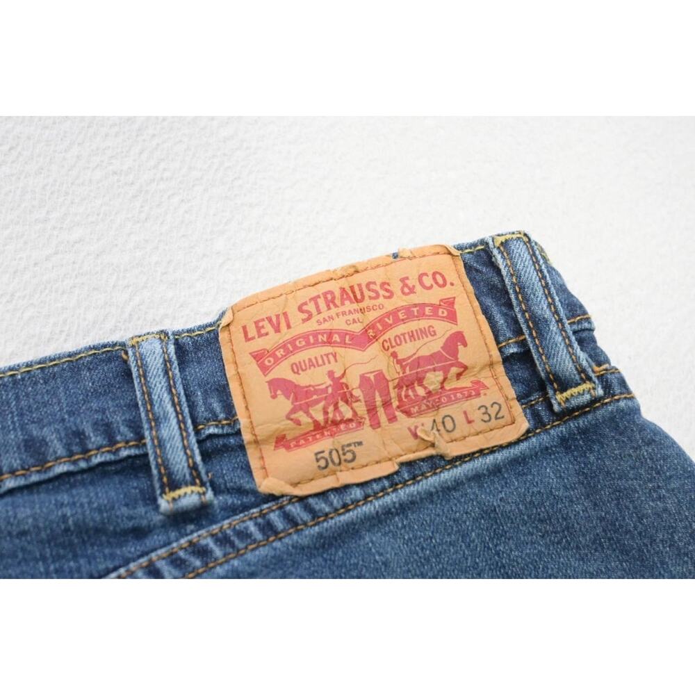 Levi's 505 Regular Fit Straight Stretch Rugged Denim Blue Jeans Mens Sz 40 x 32